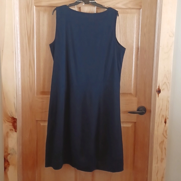 Sz L Eileen Fisher Black Linen Blend Sleeveless Midi Dress - Picture 5 of 8